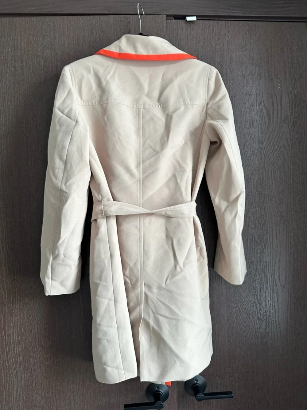 Bar III Beige Trench Coat with Orange Trim - Picture 4 of 4